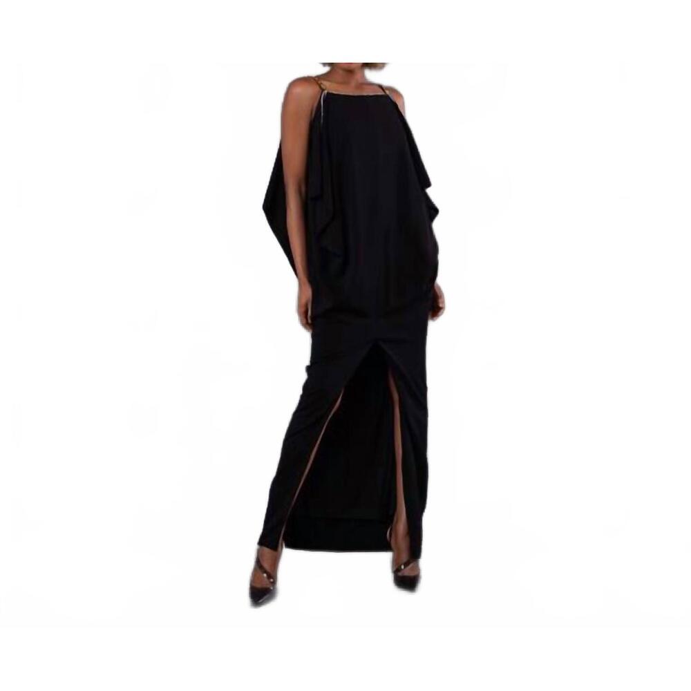 NEW BURBERRY crystal and chain detail stretch jersey sleeveless gown in black - Picture 3 of 4